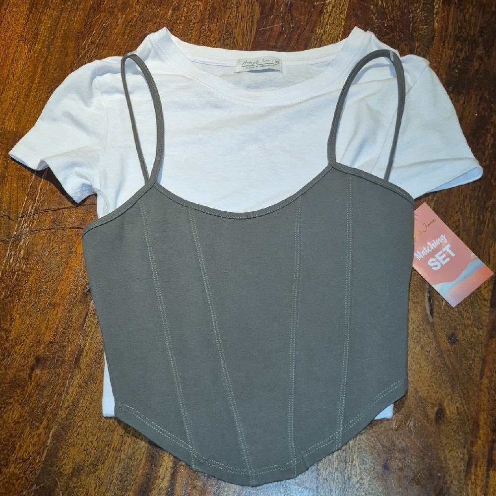 Women's 2-piece Gray Corset Top